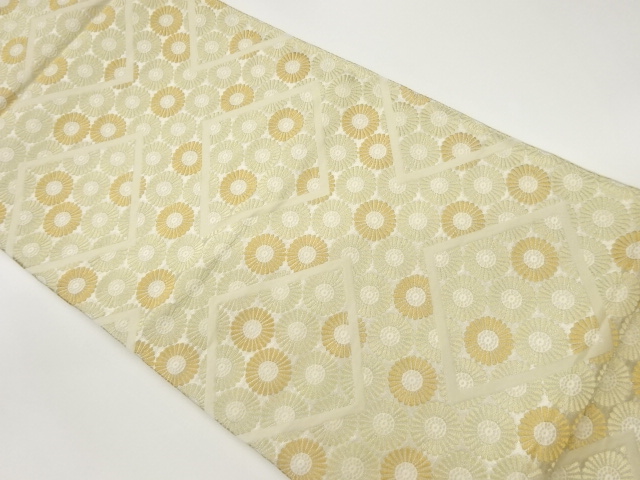 菱に花尽くし模様織出し袋帯